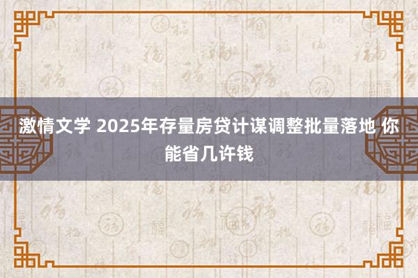 激情文学 2025年存量房贷计谋调整批量落地 你能省几许钱