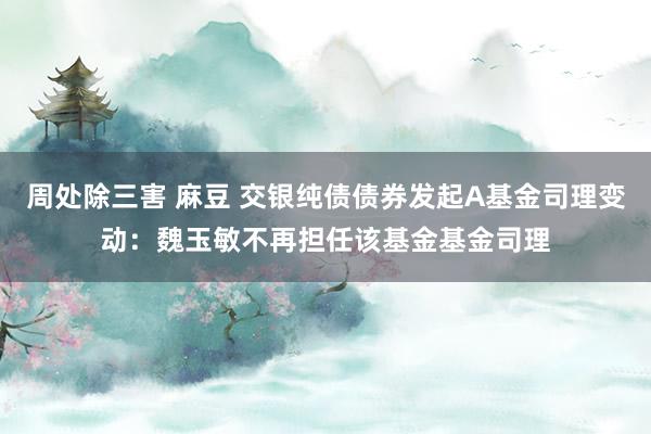 周处除三害 麻豆 交银纯债债券发起A基金司理变动：魏玉敏不再担任该基金基金司理